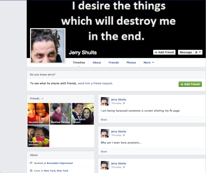 The group had to use clues from the text to create Jerry's Facebook page.